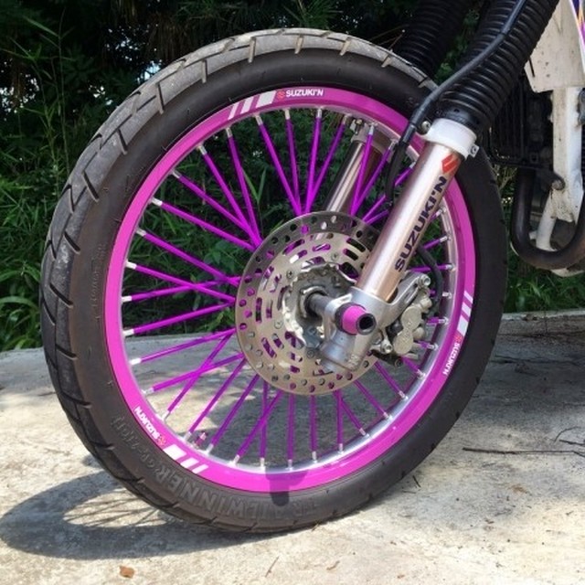 送料無料 スポークスキン 72本 240mm パープル スポークカバー リムカバー スポークラップ バイク オートバイ 自転車 24cm 紫 Shop Tsukimi