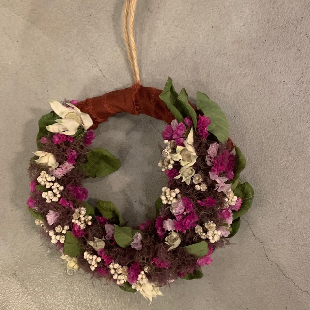Dried Flower Smoke Tree Wreath スモークツリー スターチスのリース ナチュラルドライフラワーミニリース ドアリース Number12