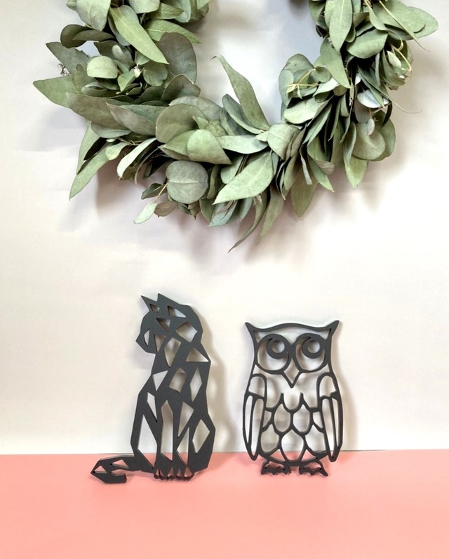 Stained Glass Style Art Interior Plain ステンドグラス 風 アートインテリア 無地 ネコ Cat ねこ 猫 フクロウ Owl ふくろう 梟 ナチュラルインテリアshop Aochilc