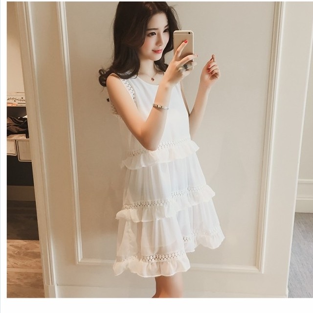 夏服 レディース ミニ丈 ティアードワンピース ノースリーブワンピース フレアワンピース Aラインワンピース ミニワンピース レディース Basecamp8849