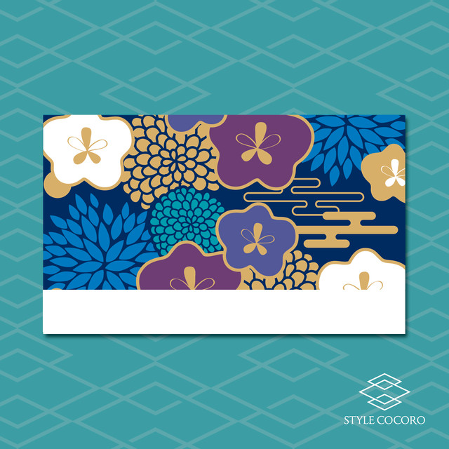メッセージカード 和柄 青 Style Cocoro
