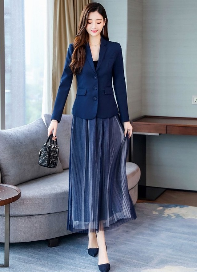スーツ ジャケット ドレス スーツ レディース 女性 ネイビー 大きいサイズ ゆったり 通勤 Ol オフィス ビジネス 入園式 入学式 卒園式 卒業式 お呼ばれ Goldayahiro