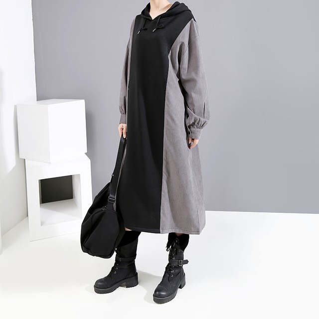 2waｙパーカーワンピース レディースファッション ワンピース レイヤード風 シャツワンピース フロントボタン バイカラー 長袖 秋 冬 Dtc レディースファッション通販 Mask エムエーエスケー 大人可愛い韓国ファッション