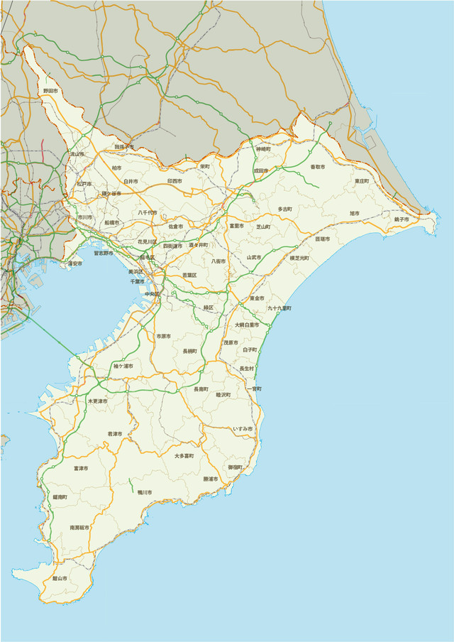 都道府県市町村わけ 道路 路線 カラー画像jpg 1280px 地図素材ならmap Data Store 地図データ 白地図の販売