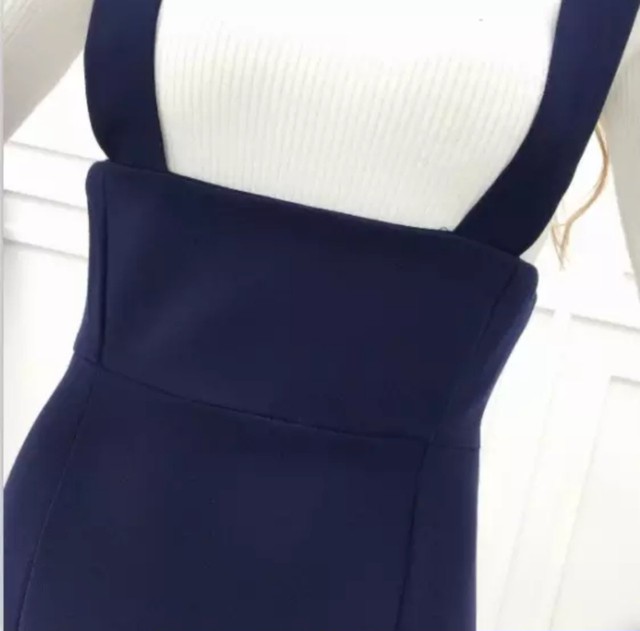 ジャンパースカート ワンピース ロング サロペット スカート タイト タイトスカート レディース ノースリーブ ブラック 黒 ネイビー 紺 女っぽい セクシー シンプル 女子会 合コン ゆるシルエット ドレス 細見え 休日デート コーデ 人気 1468 Sayurio レディース