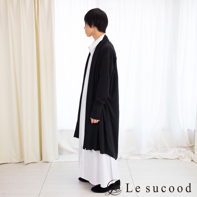 Le Sucood Top032 トッパーコーディガン ロングカーディガン トッパーカーディガン ロングコーディガン ビッグシルエット 羽織 メンズ ユニセックス 黒 ブラック モード系 ヴィジュアル系 ルシュクード Le Sucood