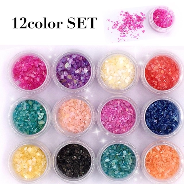 クラッシュシェルパウダー 12色セット Nail Shop W ダブリュー ネイルチップ パーツ ストーン販売店