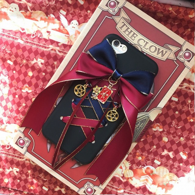 2色 編み上げ リボン チャーム付き Iphone シリコン ケース ブラック ロリータファッション Lolita 1140 Sweet Closet