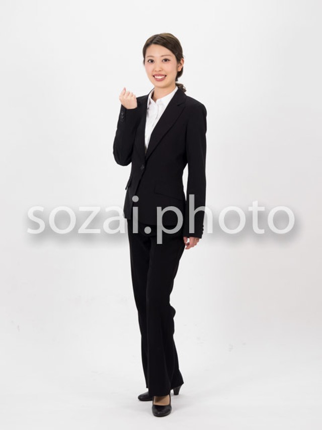 人物写真素材 Rin 女性 スーツ ガッツポーズ 全身 Sozai Photo Stock Photos