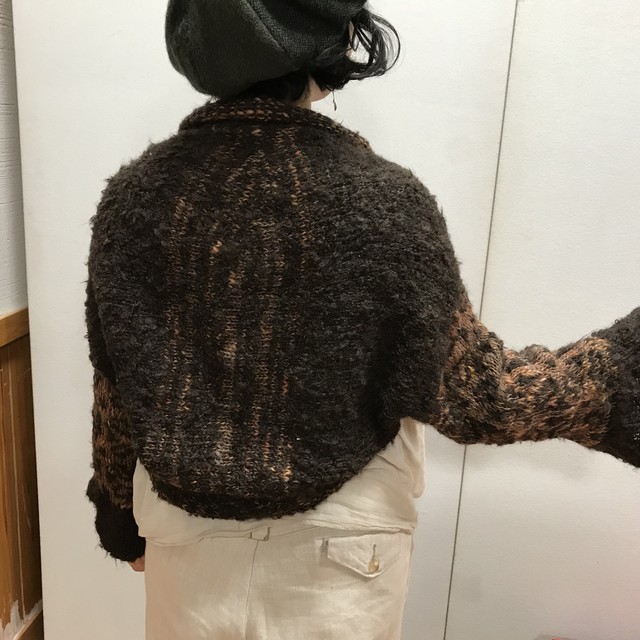 Shinzou ループヤーン カーディガン 焦茶 茶 Shinzou