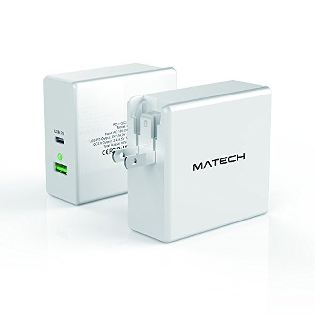 Matech Type C 60w Pd Qc3 0 急速充電器 任天堂 Switch 充電器 Usb C Acアダプター 折畳式プラグ Power Delivery搭載 高耐久性 Macbook Pro Nintendo Switch Iphone X 8 に急速充電 Quick Charge 3 0対応 Type C Pdケーブル付 1年保証 日本メーカー ホワイト