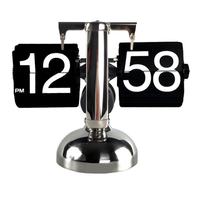 置き時計 全自動 フリップクロック 数字めくり パタパタ時計 シルバー おしゃれ かわいい チクタク 音 鳴らない 時計 アナログクロック インテリア デザインクロック かっこいい シンプル レトロ ヴィンテージ感 プレゼント 贈り物 Aio Online Store