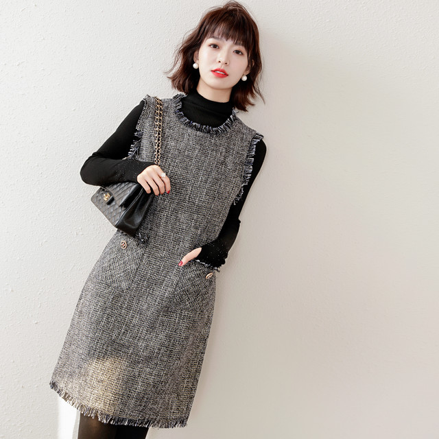 ツイードワンピース ドレスワンピース お出かけ デート 秋冬 ワンピース ひざ上丈ワンピース Aラインスカート Ukiukionepicec