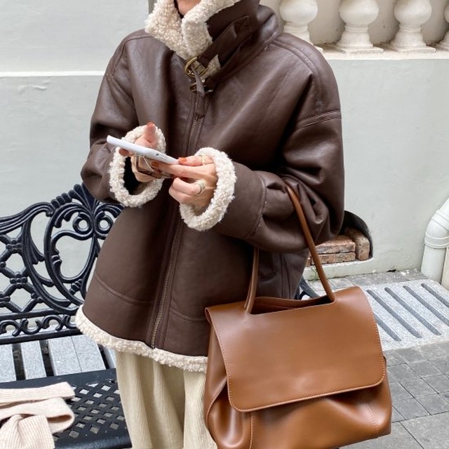 ムートンジャケット ムートンコート レディース アウター 暖かボア コート ジャケット 大きめ ライダース 秋冬新作 もこもこ ショート丈 ジャケット K0951 Shopmall To You