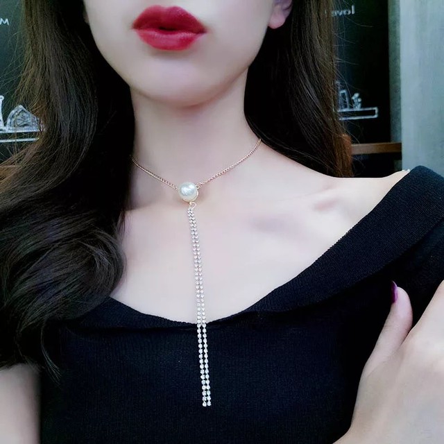 【即納】one point pearl choker
