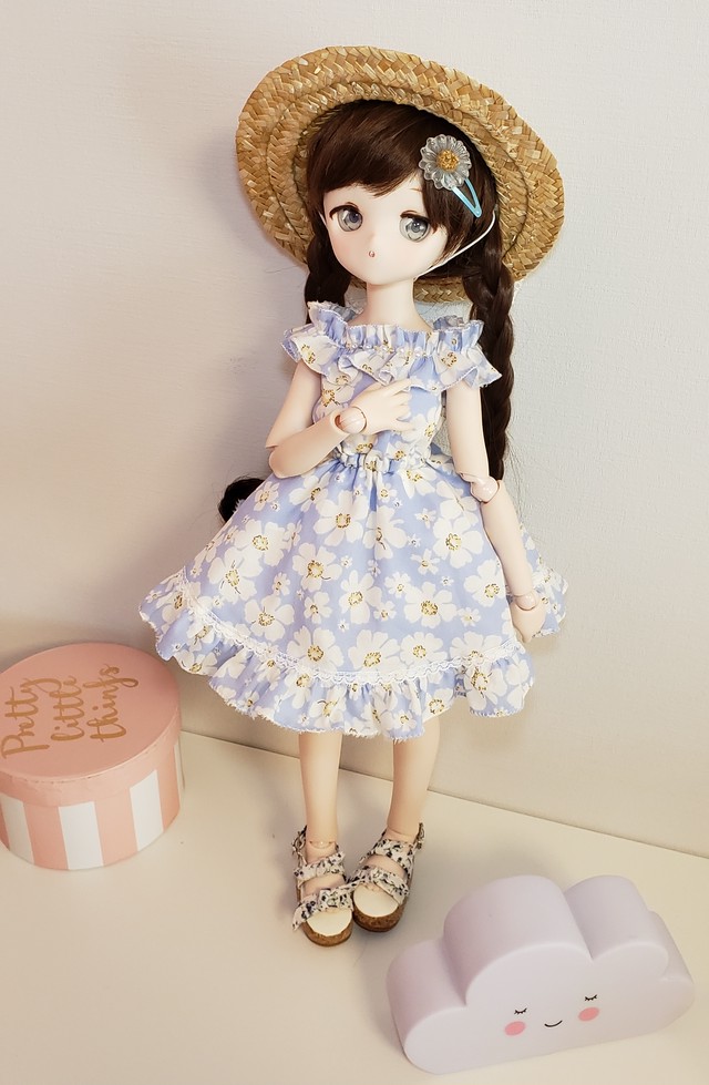 サマーオフショルワンピース 水色 あいすくりーむ洋装店