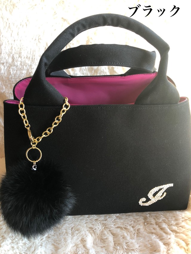 スワロフスキーイニシャル付きキャンバストートバッグ ハーバリウムとグルーデコ通販ショップ アトリエエレナ