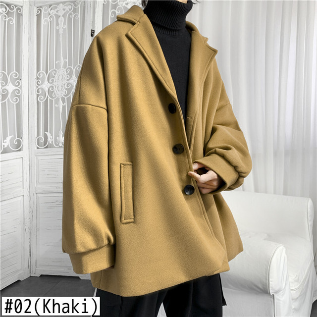 Lappsterメンズウールロングウィンタートレンチコートメンズ原宿ウインドブレーカー男性原宿ボタンジャケットとコート かわいい 冬物 Lappster公式ストア Efect