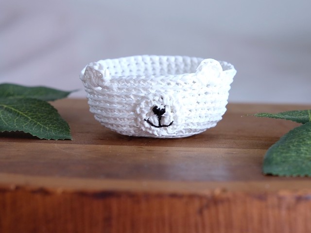 エリックマ 真っ白白くま クマコモノイレ かぎ針編みくま型小物入れ Eric Handmade