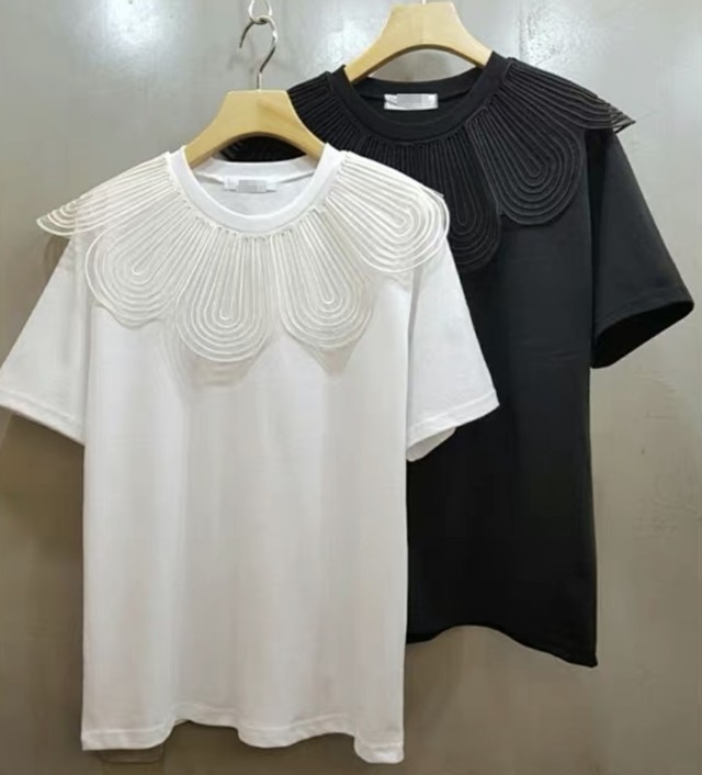 花びら型襟レースtシャツ Kim S Select