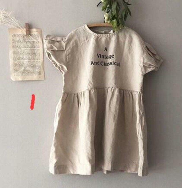 ナチュラル ワンピース 半袖 子供服 キッズ ロゴ Ins 韓国子供服 Petit Color