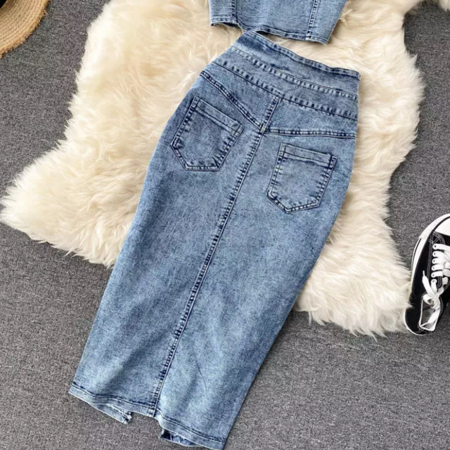 ハイウエスト デニムスカート セットアップ Alice Heels