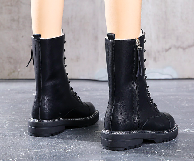 ショートブーツ ムートンブーツ ミドルブーツ スノーブーツ レースアップ サイドファスナー 合成皮革 起毛ブーツ 裏起毛 ボア付き 暖かい 美脚 防寒 滑り止め ブラック おしゃれ クール 秋冬 ウッディーベース1号店