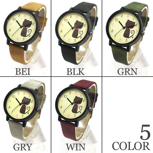 5色 猫 腕時計 レディース 代 30代 40代 おしゃれ まるの樹 Fashion