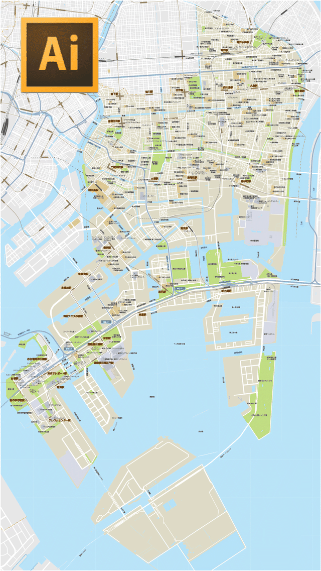 受注制作品 市町村単位の地図 ベクターai 編集可能 地図素材ならmap Data Store 地図データ 白地図の販売