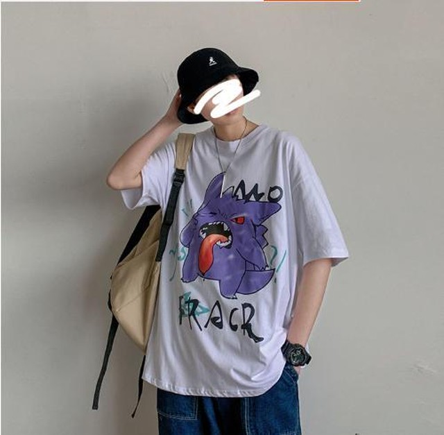 Yuzki 韓国ファッション カジュアル オーバーサイズ Tシャツ ストリート トップス ポケモン 半袖 春 夏 メンズ メンズファッション Yuzki