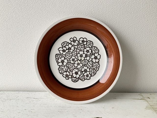 北欧ヴィンテージ Gefle ゲフレ プレート 皿 花柄 ブラウン スウェーデン Yoln