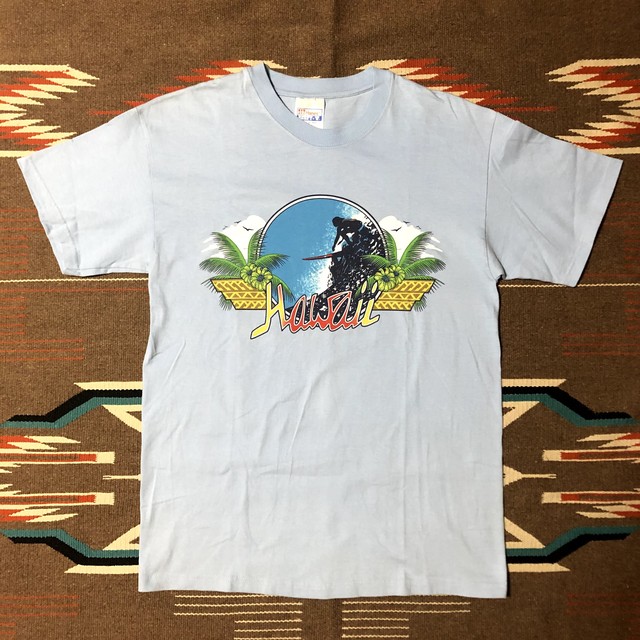 90 S Hanes Hawaii Surf ハワイ サーフ サーフィン ビンテージ Tシャツ デッドストック 水色 M ヴィンテージ古着 アンティーク商品取扱い Black Smith ブラックスミス スペシャルビンテージ Vintage