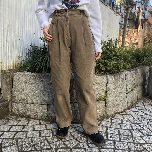 ワイドなパンツ コーデュロイパンツ ベージュ 高円寺古着 Slut Albatross Vintage