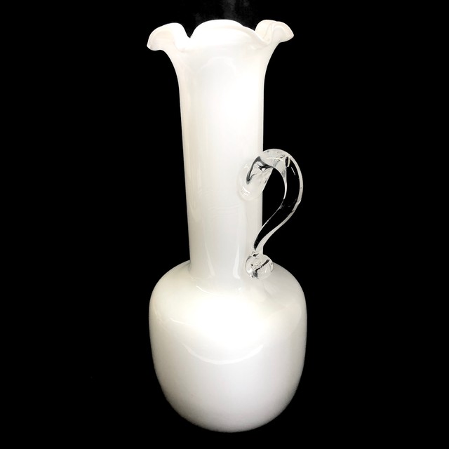 ガラス 花瓶 シンプル 花器 ホワイト 白 高さ約27 5cm インテリア 雑貨 アンティーク 風雅 Fuga