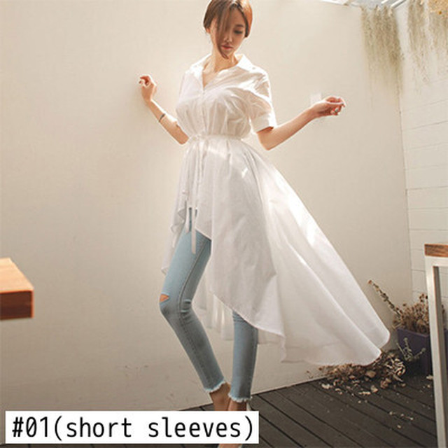 Imoshop レディース 新しい到着のカジュアルな白い甘いロングシャツファッション基本的なcomtableヴィンテージエレガントなかわいい旅行休日パーティーロングシャツ ホワイト 大人ガーリー スウィート キュート ビンテージ 海外ファッション インポート 韓国ファッション