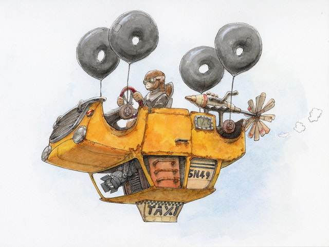 【とんかちしょうねん】原画「 Taxi in the sky 」