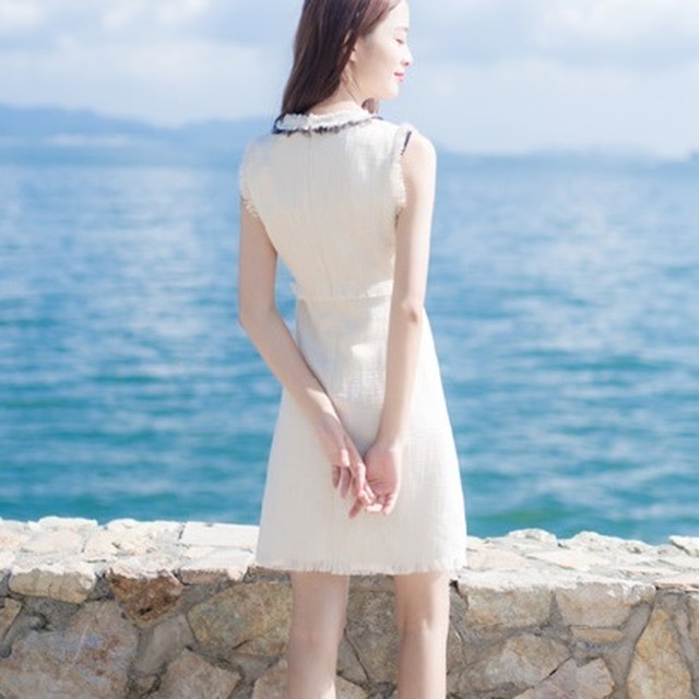 リゾートワンピース ミニ丈 ノースリーブ リボン レディース フェミニン 上品 可愛い かわいい おでかけ デート Wa543 La Vie En Rose