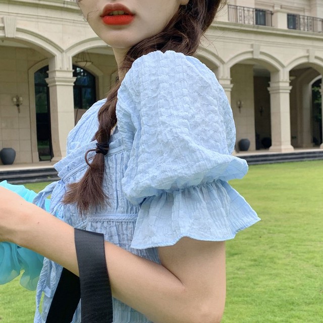 シャツ ブラウス フェアリートップ スクエアネック パフ袖 韓国ファッション レディース トップス シフォン ゆったり 大人カジュアル かわいい ガーリー Diatera ディアテラ 韓国ファッションプチプラ通販