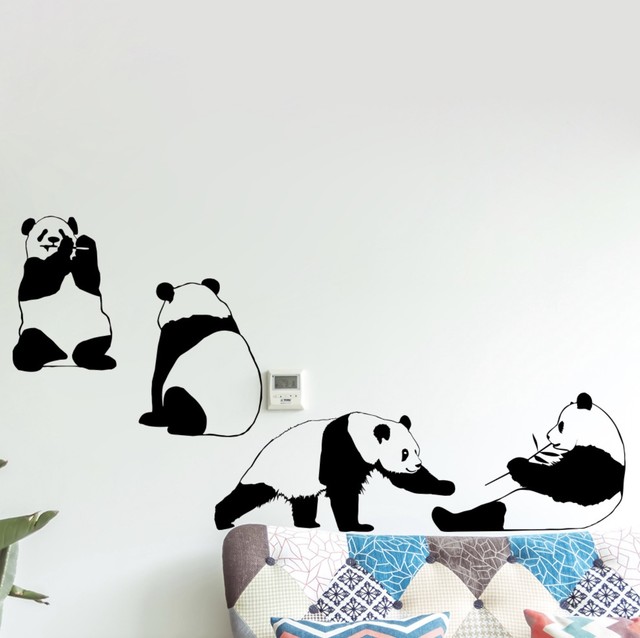 お部屋にパンダちゃん 壁 ステッカー パンダ４匹 ぱんだ インテリア パンダグッズ Kellynoouchi