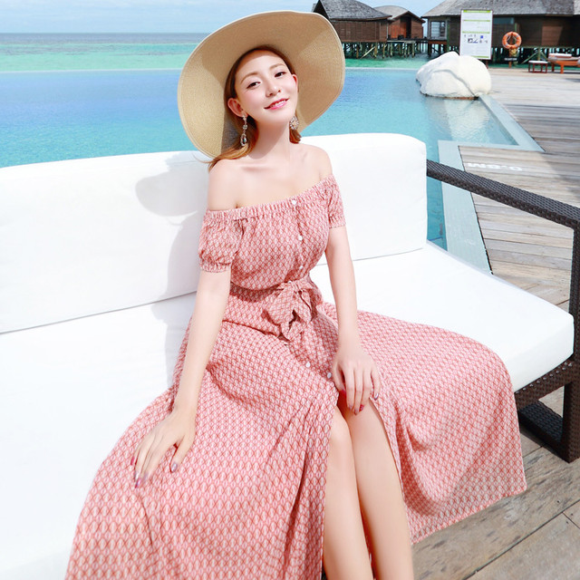 大人可愛いオフショルダーワンピース マキシワンピース 夏 リゾートシフォン ワンピース マキシワンピマキシワンピ Growth