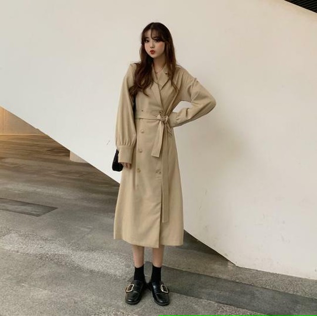 トレンチコート風ワンピース 1178 韓国プチプラ レディースファッション専門店 Flowery