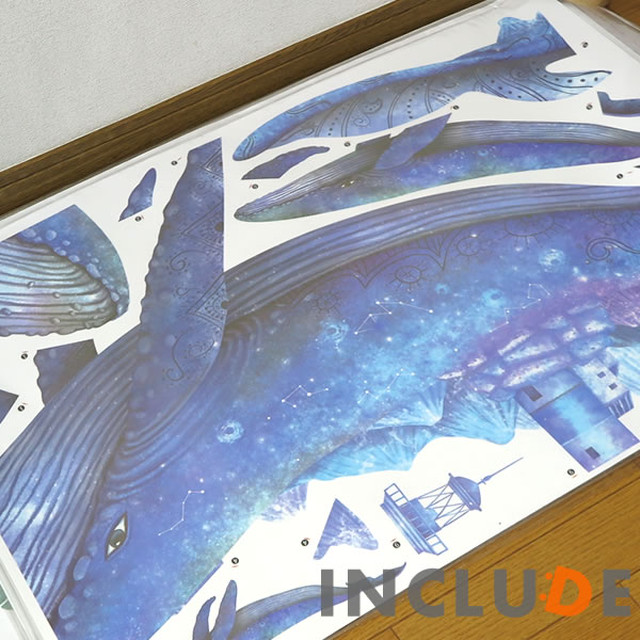 ウォールステッカー クジラ 鯨 ホエール 動物 夜空 子供部屋 魚 海 かわいい クジラ岬 灯台 クジラの島 メルヘン 物語 水彩風 宇宙 窓 青い 癒し系 星座 水族館 Kabe Kawaii