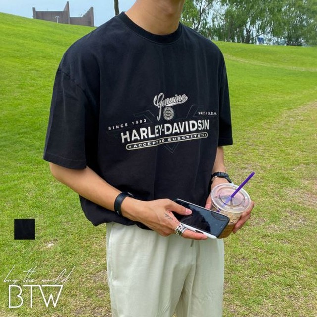 韓国メンズファッション Bw742 メンズ レタープリント Tシャツ 半袖 オーバーサイズ カジュアル 韓国メンズ服 流行プチプラ韓国メンズファッション新作通販 Buy The World