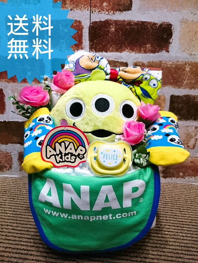 おむつベビーカー おむつケーキ オムツケーキ Anap アナップ 出産祝い 誕生祝い お祝い ディズニー トイストーリー リトルグリーンメン おむつバイク おむつケーキファクトリーby D4