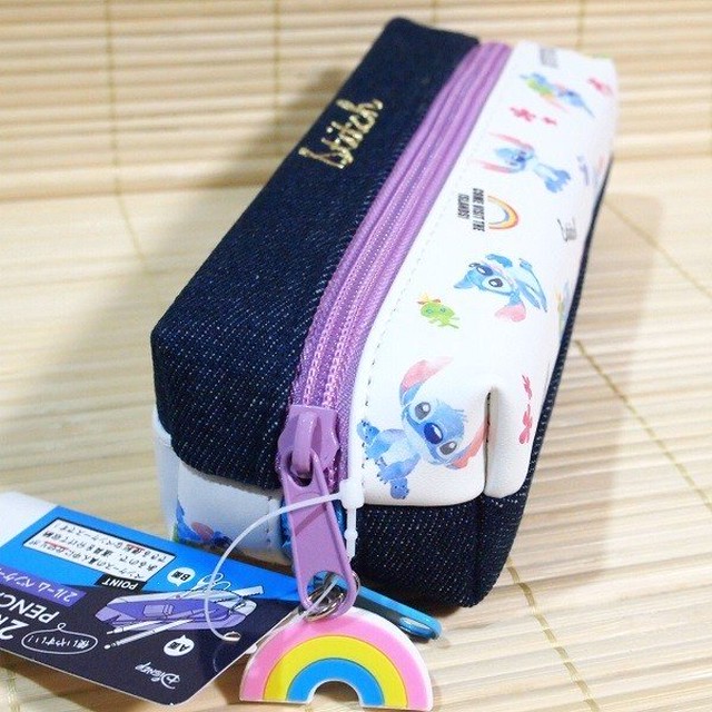 上下に収納 スティッチ 2ルームペンケース コンパクト筆箱 2か所に収納 Disney 雑貨のぱんぷきん