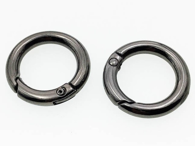 送料無料 カラビナ 丸 ガンメタ 10個 24mm サークル アクセサリー キーホルダー ストラップ パーツ リング ナスカン パーツ ハンドメイド 金具 Ap0444 Soncunx