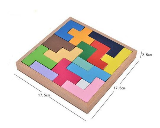 5 木製知育玩具 形合わせ パズル 立体 テトリス ブロック 木製おもちゃ フルール