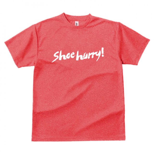 【ライトレッド/ホワイト】SHOEHURRY! ドライTシャツ