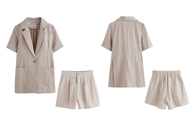 サイズ豊富 Xs 2xl ヘンプ半袖ジャケット ショートパンツセットアップ 小さいサイズ レディース 大きいサイズ レディース ジャケット セットアップ レディース 韓国 コーデ ジャケット ショートパンツ ジャケットコーデ 夏 レディース カジュアル 流行り おすすめ