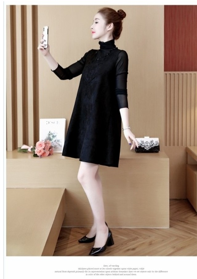 セレブ風 ワンピース ワンピース レディース 切替えワンピース 長袖ワンピース ショート ワンピ 色違い メッシュ 大きいサイズ 切り替え Basecamp49